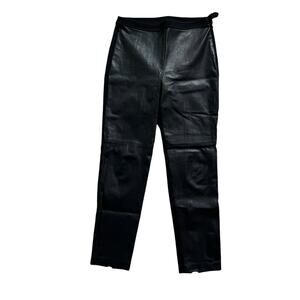 St John Wool Blend & Leather Black Pants‎ Size 4 Milano Knit Ankle Vents